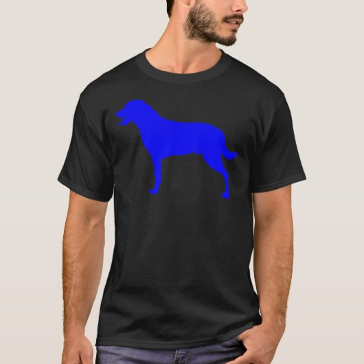 青いロットワイラーシルエット Tシャツ (正面)