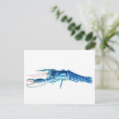 青いロブスターの芸術の水彩画の郵便はがき ポストカード (スタンド正面)