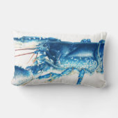 青いロブスターの芸術の製材枕 ランバークッション (裏面)