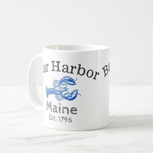 青いロブスターの"バー港のメイン"のコーヒー・マグ コーヒーマグカップ (正面左)
