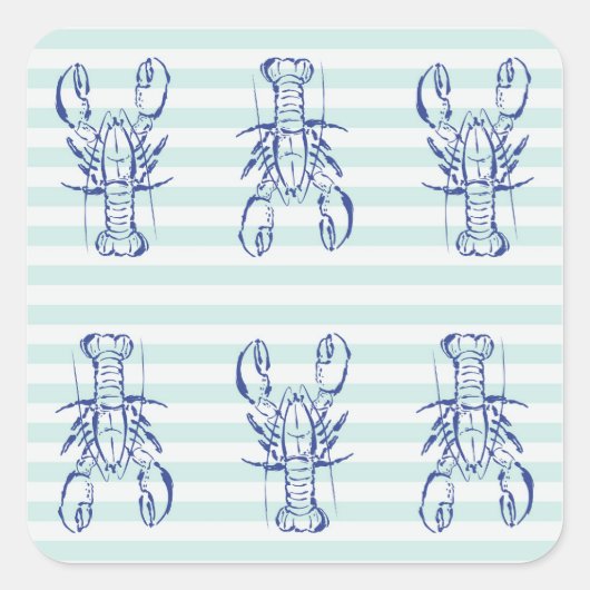 青いロブスター スクエアシール (正面)