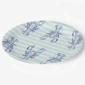 青いロブスター ペーパープレート (アングル)