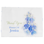 青いロベリアによっては白く青い好意のギフトバッグが開花します ラージペーパーバッグ (裏面)