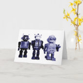 青いロボットカード カード (黄色い花)