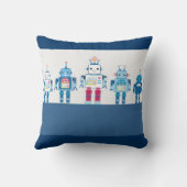 青いロボット技術のギークの装飾的な装飾用クッション クッション (裏面)