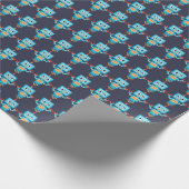 青いロボット誕生日の包装紙 ラッピングペーパー (角)