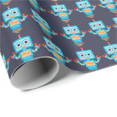 青いロボット誕生日の包装紙 ラッピングペーパー (ロールコーナー)