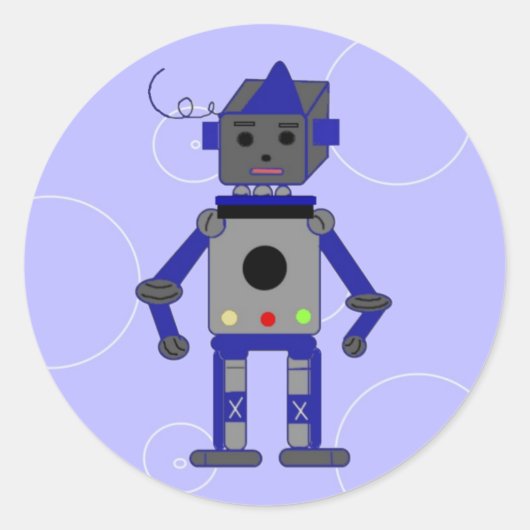 青いロボット ラウンドシール (正面)