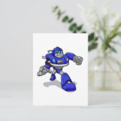 青いロボ子供へット – 背景色を選択 ポストカード (スタンド正面)