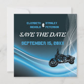青いロードバイクのウェディング Save the Date アナウンスメント セーブザデート (正面)