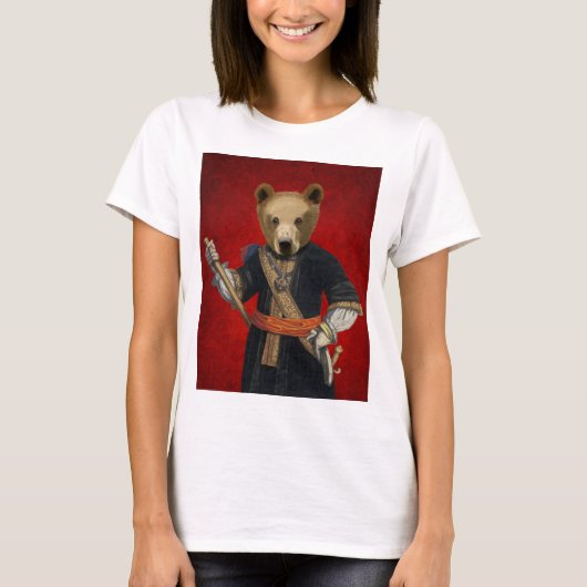 青いローブにクマ3 Tシャツ (正面)