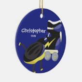 青いローラースケートのスポーツのクリスマスのオーナメント セラミックオーナメント (右)