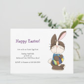 青いワイシャツのイースターのウサギ シーズンカード (スタンド正面)