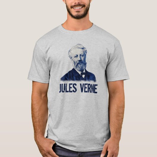 青いワイシャツのジュール・ヴェルヌ Tシャツ (正面)