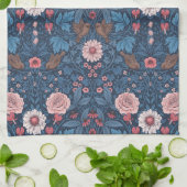 青いワイルドガーデン キッチンタオル (折り畳み)