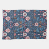 青いワイルドガーデン キッチンタオル (横)