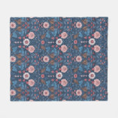 青いワイルドガーデン フリースブランケット (正面(横))