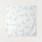 青いワイルドフラワーパターン タペストリー (正面(横))