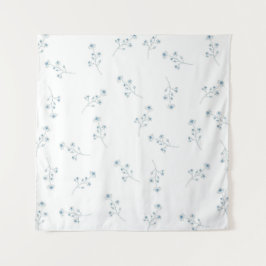 青いワイルドフラワーパターン タペストリー