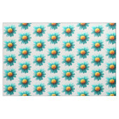 青いワイルドフラワーパターン ファブリック (ヤード)