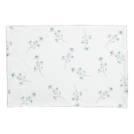 青いワイルドフラワーパターン 枕カバー