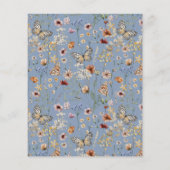 青いワイルドフラワーメッセージカード (裏面)