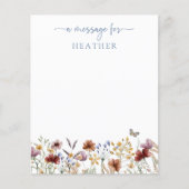 青いワイルドフラワーメッセージカード (正面)