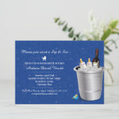 青いワインとベビーボトル シップ・アンド・シー ベビーシャワー 招待状 (スタンド正面)