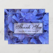 青いワスレナグサの優雅な花のハイドランジア サンキューカード (正面/裏面)