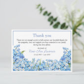 青いワスレナグサの花枠の葬儀 サンキューカード (スタンド正面)