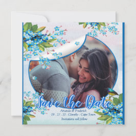 青いワスレナグサの花 Save the dates セーブザデート