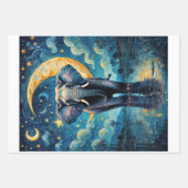 青いヴァン・ゴッホ星空の夜の激しい象 ラッピングペーパーシート (正面3)