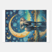 青いヴァン・ゴッホ星空の夜の激しい象 ラッピングペーパーシート (正面2)