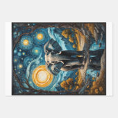 青いヴァン・ゴッホ星空の夜の激しい象 ラッピングペーパーシート (正面)