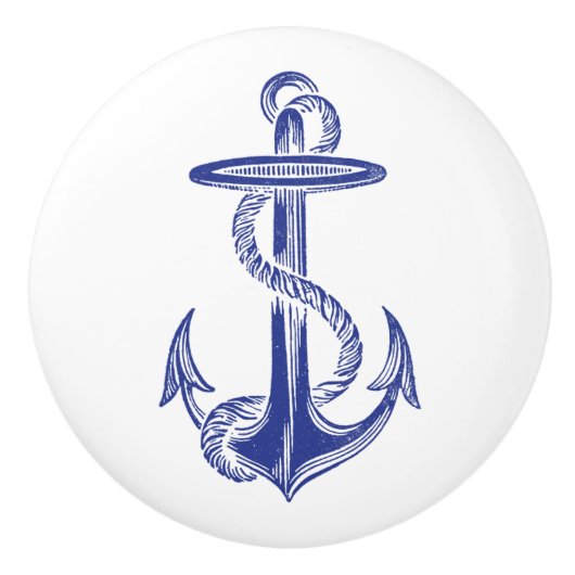 青いヴィンテージのいかりのノブ セラミックノブ (正面)