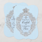 青いヴィンテージのおとぎ話のプリンスのパーティー招待状 招待状 (正面/裏面)
