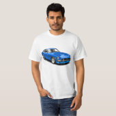 青いヴィンテージのクラシックなZ車のTシャツ Tシャツ (正面フル)