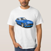青いヴィンテージのクラシックなZ車のTシャツ Tシャツ (正面)