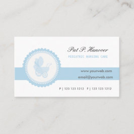 青いヴィンテージのビクトリアンなベビーカーキャリッジ スクエア名刺