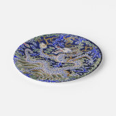 青いヴィンテージの中国のな入れ墨の刺繍のドラゴン ペーパープレート (アングル)