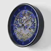 青いヴィンテージの中国のな入れ墨の刺繍のドラゴン 壁時計 (傾斜)