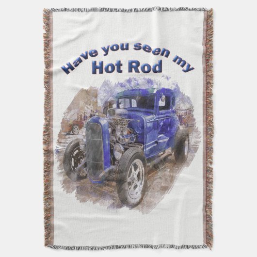 青いヴィンテージの古いロードスターとエンジンを出す スローブランケット (正面縦)