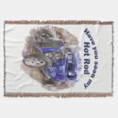 青いヴィンテージの古いロードスターとエンジンを出す スローブランケット (正面)