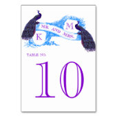 青いヴィンテージの孔雀の結婚式のテーブル数 テーブルナンバー (裏面)