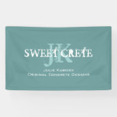 青いヴィンテージの店ビジネスモノグラム 横断幕 (横)