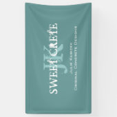 青いヴィンテージの店ビジネスモノグラム 横断幕 (縦)