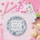 青いヴィンテージの第60誕生会の紙皿 ペーパープレート (パーティー)