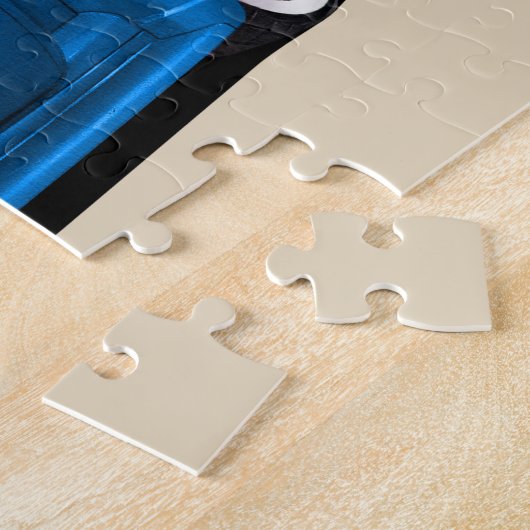 青いヴィンテージの通り棒 ジグソーパズル (側面)