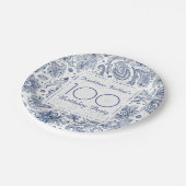 青いヴィンテージの100th誕生会の紙皿 ペーパープレート (アングル)