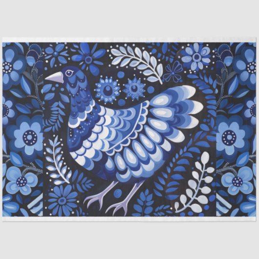 青いヴィンテージインスパイアのコラージュの切り離し 薄葉紙 (正面)